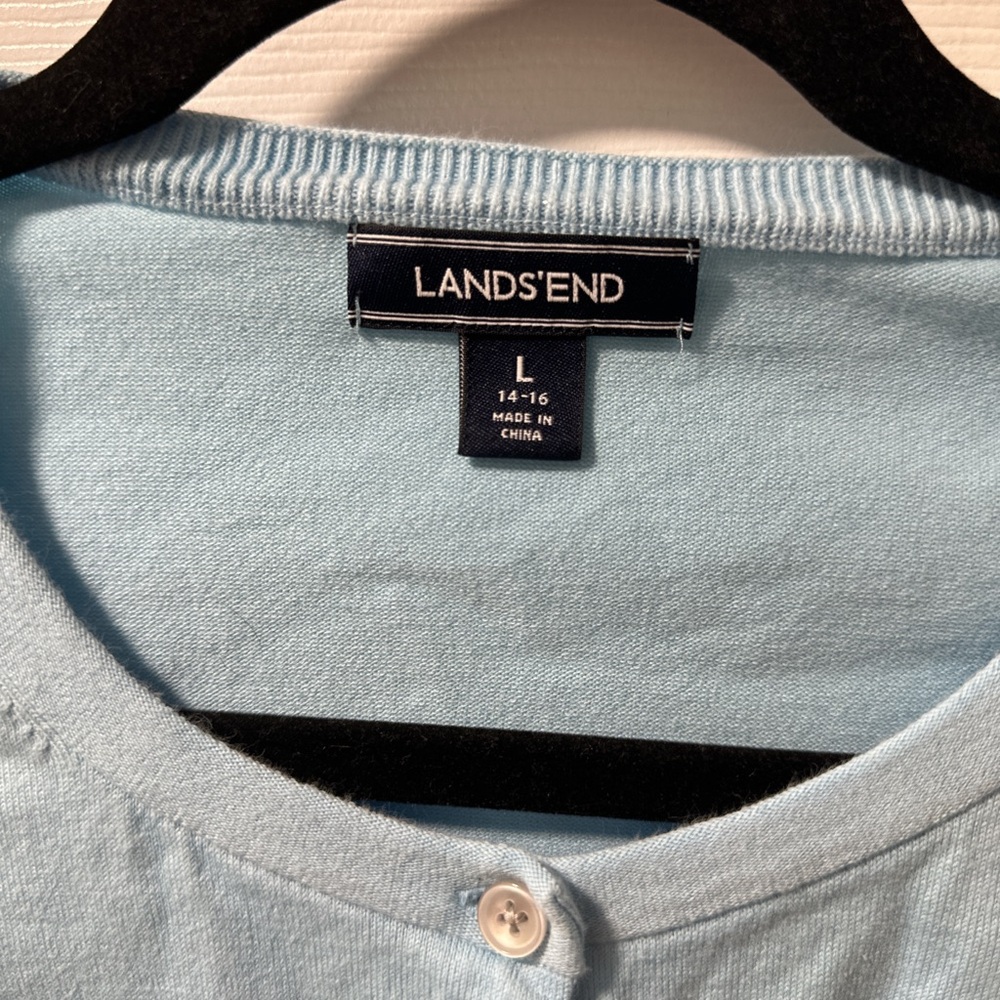 Lands' End Blue Cardigan Sweater